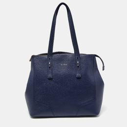 Furla Navy Blue Leather Top Zip Satchel 938460