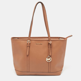 Michael Kors Brown Saffiano Leather Jet Set Travel Tote 941280