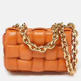 Bottega Veneta Pale Orange Leather Chain Cassette Top Handle Bag 943653