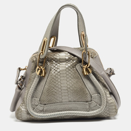 Chloe Grey Python and Leather Small Paraty Shoulder Bag 336031