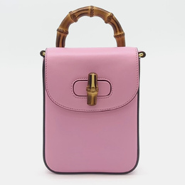 Gucci Pink Leather Mini Bamboo Tote Bag 945790