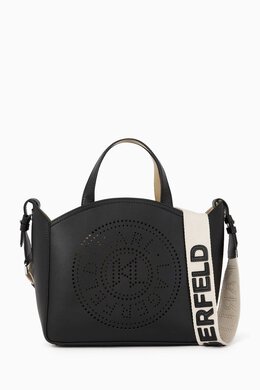 Karl Lagerfeld Small K/Circle Perforated Tote Bag in Leather 217183093_13