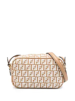 Fendi FF monogram-embroidered raffia bag 20940584