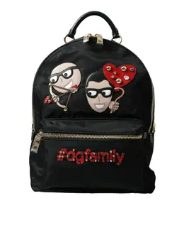 Dolce & Gabbana Black #DGFAMILY Embellished Backpack VULCANO Bag bag1154