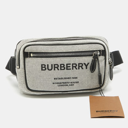Burberry Grey/Black Canvas and Leather West Belt Bag 963996