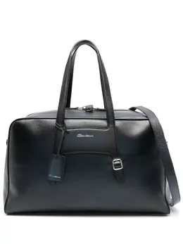 Santoni logo-stamp leather luggage bag 23149034