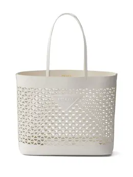 Prada logo-perforated leather tote bag 23245228