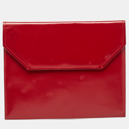 Bally Red Glossy Leather Envelope Clutch 964522