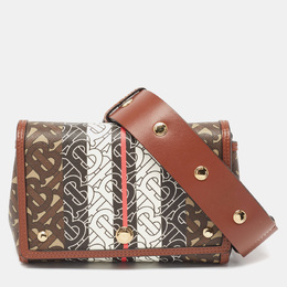 Burberry Brown/Black TB Monogram Coated Canvas and Leather Hackberry Crossbody Bag 964312