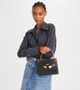 Маленькая двойная сумка-сэтчел Lee Radziwill Tory Burch 3808092 | black/gold
