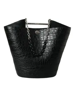 Balenciaga Elegant Black Crocodile Leather Maxi Bucket Bag bag1177