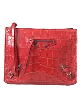 Balenciaga Exotic Red Alligator Leather Clutch bag1165