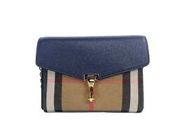 Burberry Macken Small Regency Blue House Check Leather Crossbody Bag 84417
