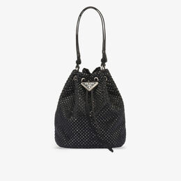 Миниатюрная атласная сумка на плечо, украшенная кристаллами Prada, черный r04268186 | black