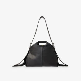 Кожаная сумка на плечо miss m с тисненым логотипом и бахромой Maje, цвет noir / gris r04255908 | noir / gris