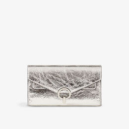Кожаный клатч yza pocket с эффектом металлик Sandro, цвет noir / gris r04102456 | noir / gris