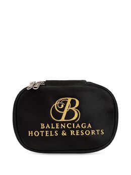 Balenciaga logo-embroidered velvet clutch bag 23731255
