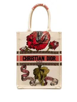 Christian Dior 2020 Fleurs Bibliques Embroidery Vertical Book tote bag 23759553