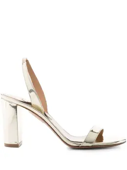 Aquazzura 85mm So Nude metallic leather sandals 23080661