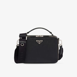 Сумка brique среднего размера из сафьяновой кожи Prada, черный r04268488 | black