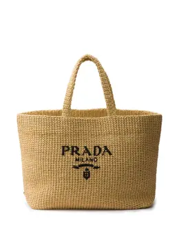 Prada Crochet logo-embroidered tote bag 23742015