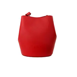 Burberry Lorne Small Red Pebbled Leather Bucket Crossbody Purse Bag 45233