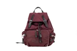 Burberry Medium Burgundy Econyl Nylon Rucksack Drawstring Backpack Bookbag 46530