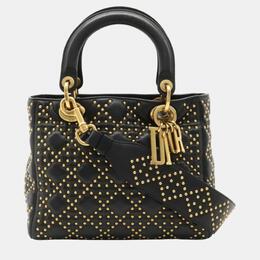 Christian Dior Black Leather Medium Studded Supple Lady Christian Dior Bag 974745