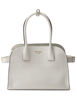 Prada medium logo-stamp leather tote bag 23772626