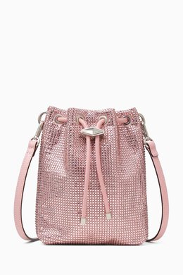 Jimmy Choo Mini Cinch Crystal-embellished Bucket Bag in Satin 217317425_1842