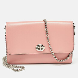 Coach Pink Leather Ruby Chain Clutch 979794
