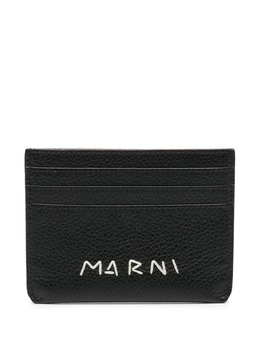Marni logo-embroidered leather card holder 23836459