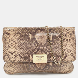 Michael Kors Beige Python Embossed Leather Turnlock Chain Bag 978408