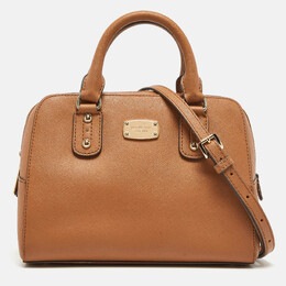 Michael Kors Brown Saffiano Leather Logo Satchel 980581