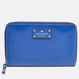 Kate Spade Blue Leather Zip Organizer Clutch 981298