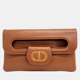 Christian Dior Brown Leather Medium Clutch Bag 980238