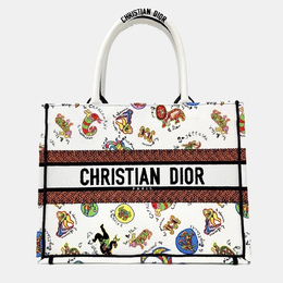 Christian Dior White/Multicolor Canvas Book Tote Bag 980273