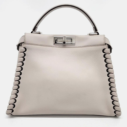 Fendi Beige Leather Medium Peekaboo Top Handle Bag 980237