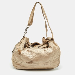Christian Dior Beige Cannage Nylon and Leather Drawstring Bag 977027