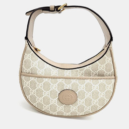 Gucci Beige GG Canvas Mini Half Moon Shoulder Bag 980134