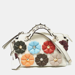 Fendi Off White Leather Mini By The Way Flowerland Crossbody Bag 645543