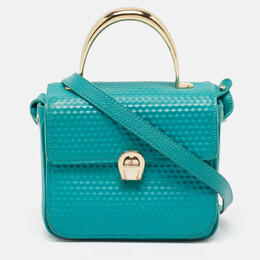 Aigner Green Textured Leather Genoveva Top Handle Bag 983511