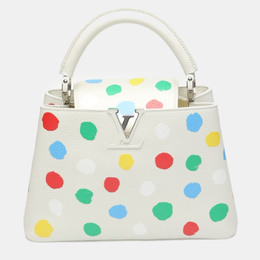 Louis Vuitton x Yayoi Kusama White Leather Capucines Painted Top Handle Bag 984470