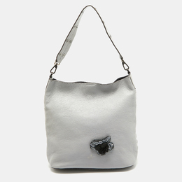 Kate Spade Grey Floral Applique Leather Atlantic Avenue Libby Bucket Bag 986665