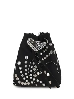 Prada logo-appliqué studded bucket bag - U NERO 1nr0162cz5-nero-u