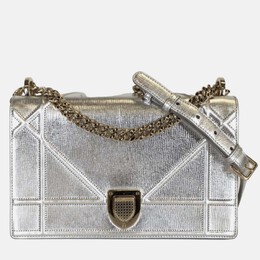 Christian Dior Silver Leather Medium Christian Diorama Shoulder Bag 988247