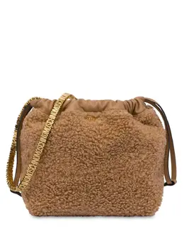 Moschino logo-lettering faux-shearling shoulder bag 23720453