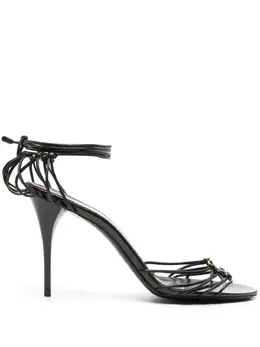 Saint Laurent 90mm Babylone Cassandre-plaque leather sandals 23059475