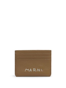 Marni logo-embroidered leather card holder 24050971