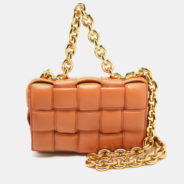 Bottega Veneta Brown Padded Leather Chain Cassette Shoulder Bag 995194